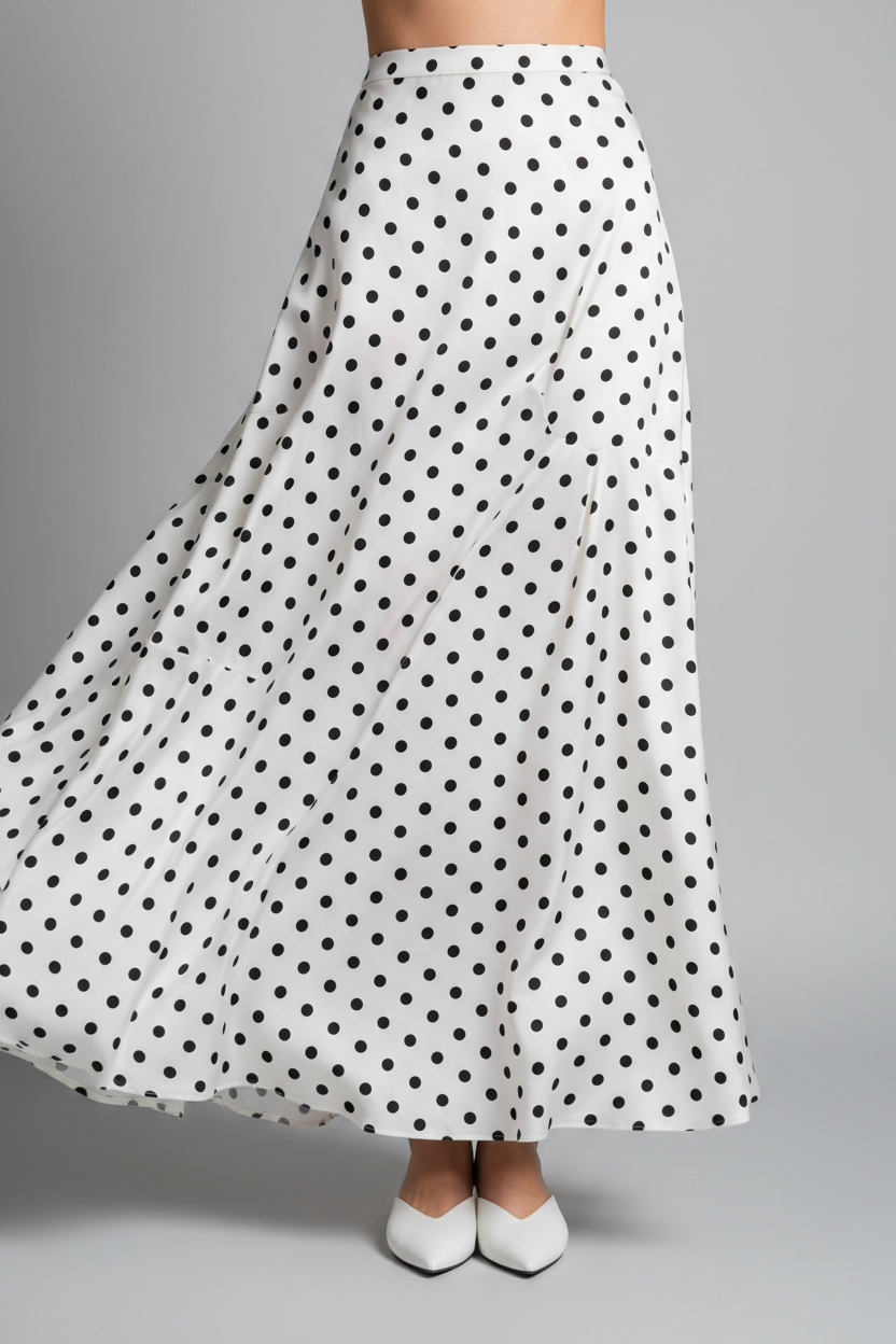 Jupe blanche à pois noirs - studio