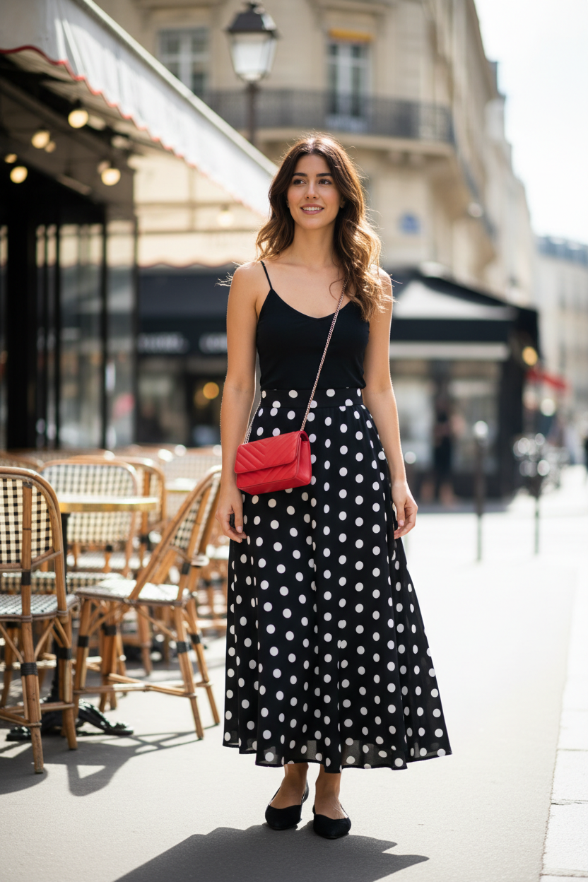 Jupe noire à pois blancs - Paris
